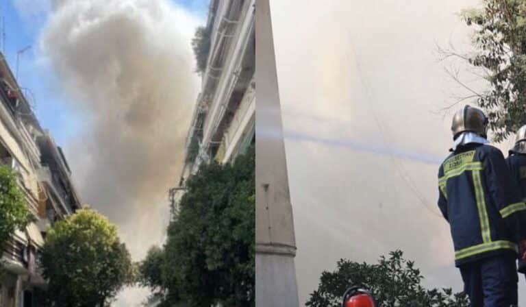 Φωτιά σε διώροφο κτίριο στην Καλλιθέα – Γυναίκα πήδηξε από το μπαλκόνι για να σωθεί