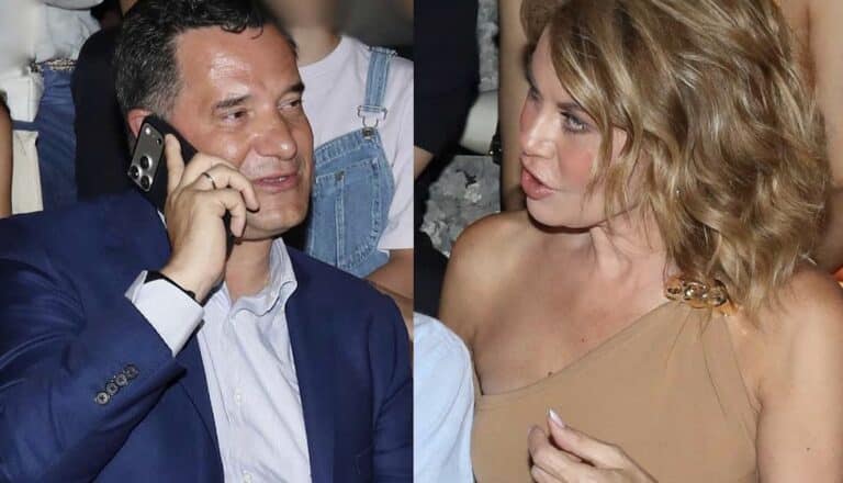 Άδωνις Γεωργιάδης μαζί με την Ευγενία Μανωλίδου και τους γιους τους σε μια σπάνια εμφάνιση στην Επίδαυρο