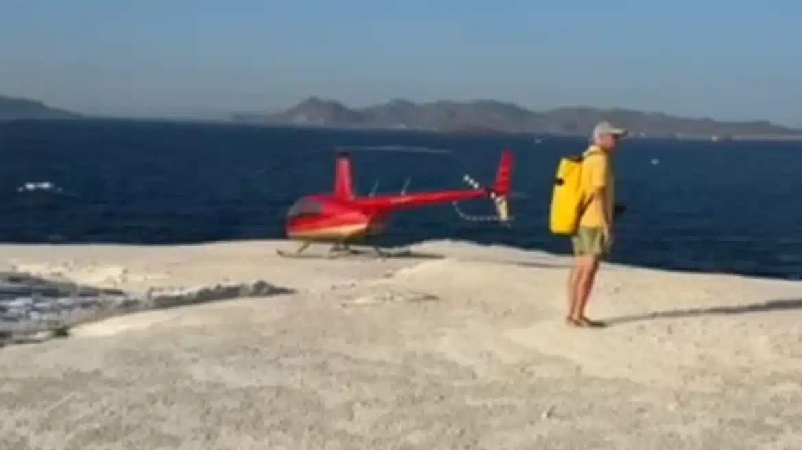 Η Πολιτική Αεροπορία διαπίστωσε κενό στον νόμο όταν ένας... απίθανος τύπος προσγείωσε το ελικόπτερό του στο Σαρακήνικο με εκατοντάδες λουόμενους - Παρέμβαση Εισαγγελέα 1 milos arthrou 1